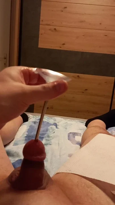 Desperate circumcised cock sounding aaah