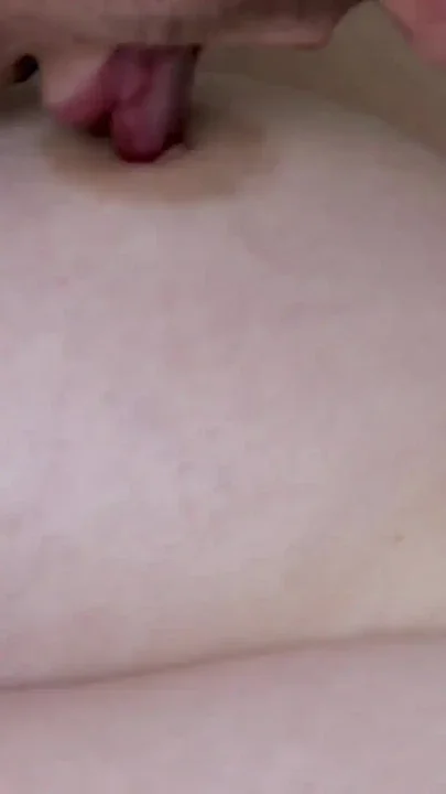 Juicy licking of big beautiful tits close-up she cummed from this high Clip 3