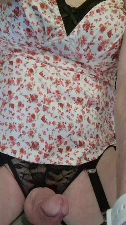 Mature UK Cross Dresser Slow Wank In Lingerie