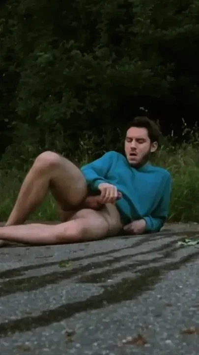 Caught pissing and jerking off outdoors - gay public exhibitionist Clip 3
