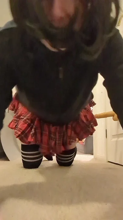 Sissy fucks herself on toy