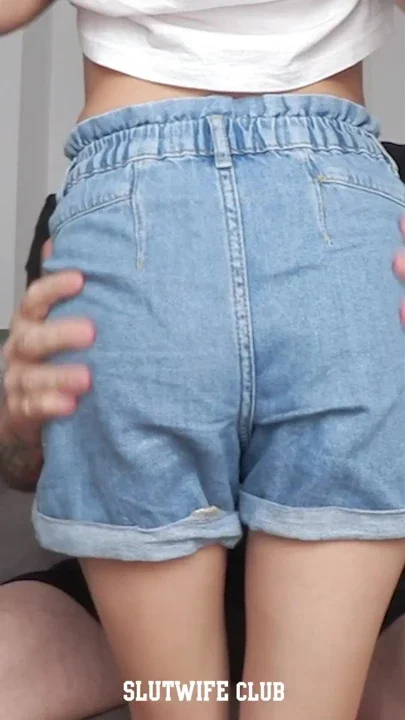 Skinny Candie standing there in those jean shorts Getting them down slowly