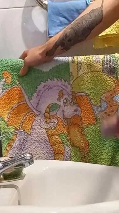 In the bathroom a girl helps me masturbate my cock