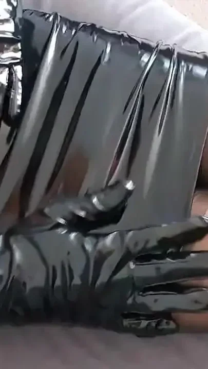 Tight Shiny PVC Skirt & Gloves tease