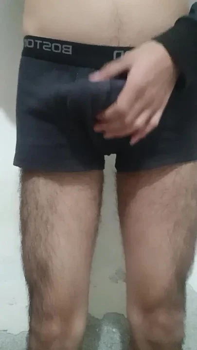 Latin twink playing with his hairy cock