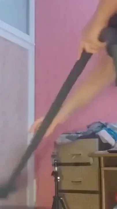 Horny maid cleaning and masturbate with vacuum cleaner