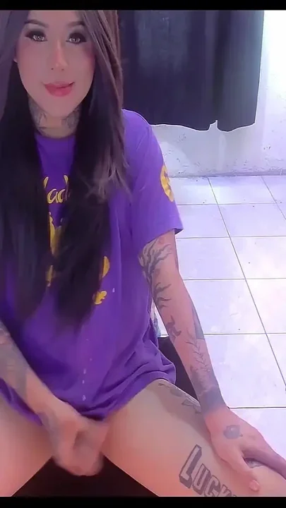 Cute Tattooed Shemale Masturbating