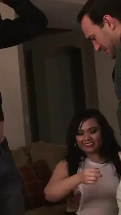 Threesome asian pussy fucking cum in mouth
