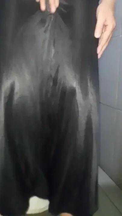 Masturbating Wearing Satin Silk Singer Gown Clip 1