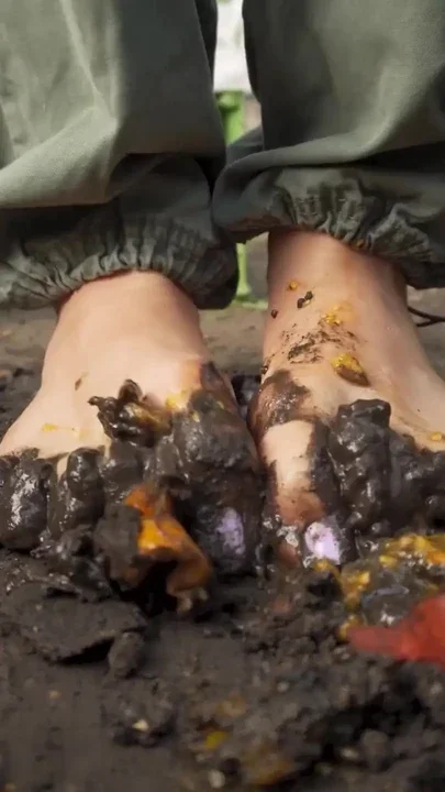 Squashing Tomatoes Barefoot In The Dirt ASMR Clip 1