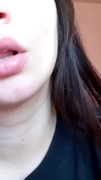 Big luscious lips with natural color lipgloss smoking cigarette Clip 2