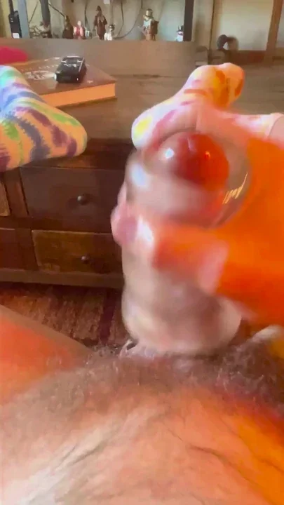Milking my cock using a penis sleeve