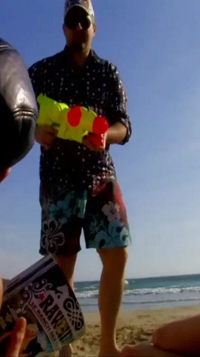 Young girl sunbathing on the beach picked up and fucked by two men