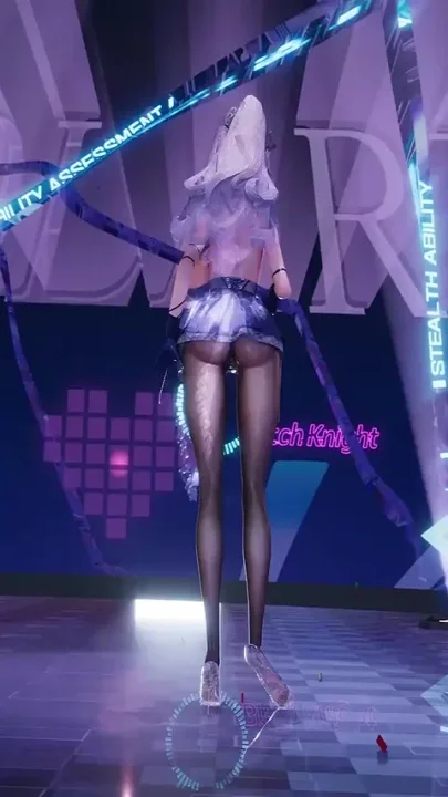 Jiggling Breasts Bare-bottomed Miniskirt Crotchless Black Stockings