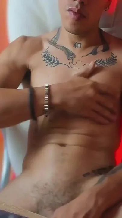 Very Hot Sexy Muscular Latin Man Masturbates with His Big Cock and Explodes Big