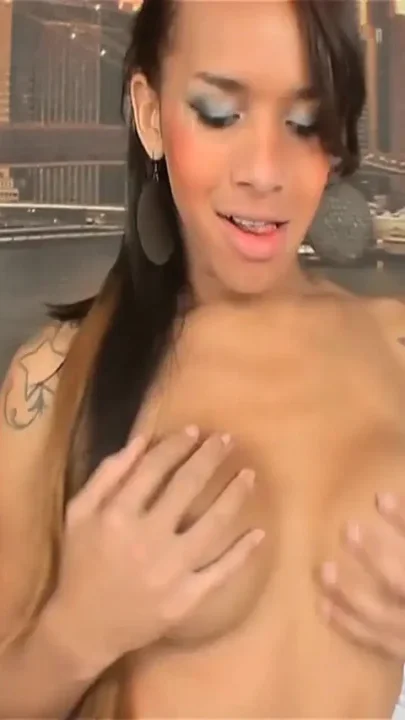 Tattooed shemale gets anal creampie after deep fucking with a guy in bareback style