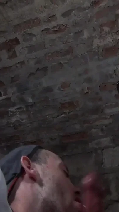 Bastard empty-balls kneeling in a cellar
