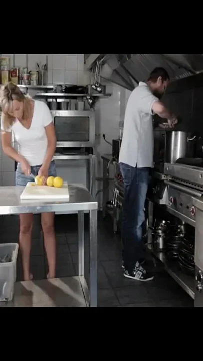 Badass kitchen - Cum in her ass