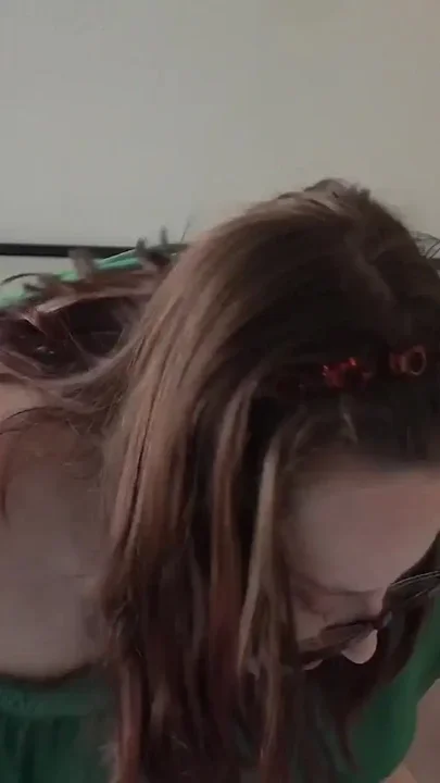 Wife Playing with Pussy in Green Summer Dress