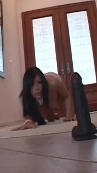 Brunette Tempts Her Black Fucker with a Giant Dildo so She Can Be Screwed Well