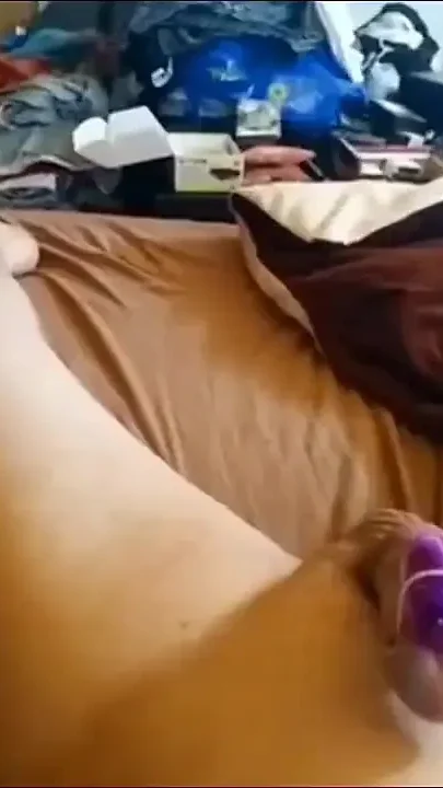 Hands-free Orgasm with a Vibrator Attached to My Dick
