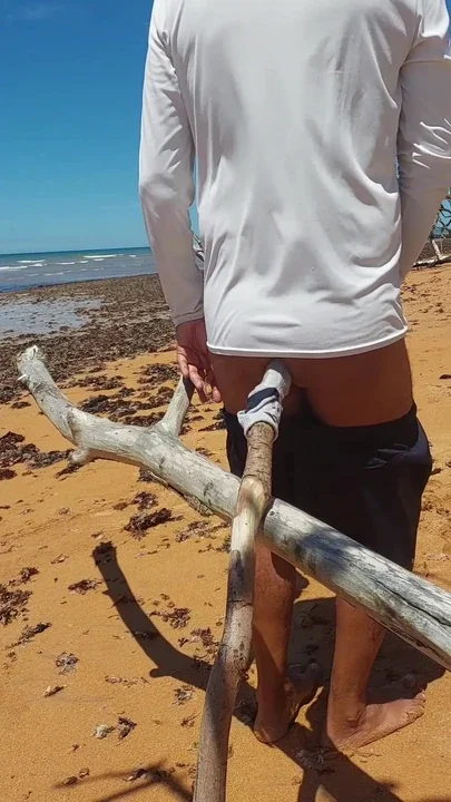 Ladysilva doing anal masturbation on the beach