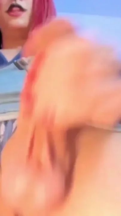 Loaded Balls and Hanging Clown Lines up and Shows Her White Ass