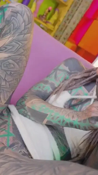 Tattoo ALTERNATIVE ANAL sluts share a black tattooed cock - ATM deepthroat facial Clip 1