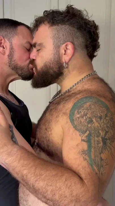 Hairy Bear Top Dominates Jockstrap Bottom in Bed and Sling