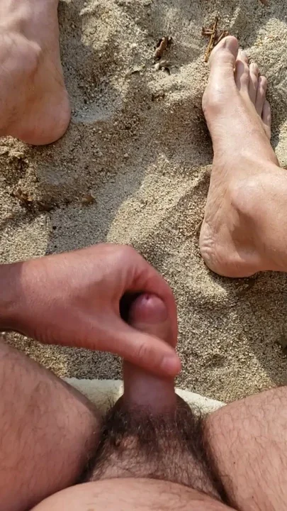 Cumming in the sand