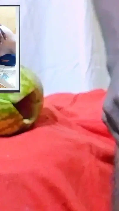 Teen Fucking watermelon while watching porn movie of Dicksex and Givensex
