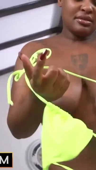 HUGE NATURAL TITS Black Babe Shaved Pussy Slammed ROUGH In Fake Casting Clip 1