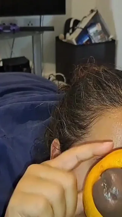 BBW Sucking BBC Balls Stroking His Dick with Grapefruit