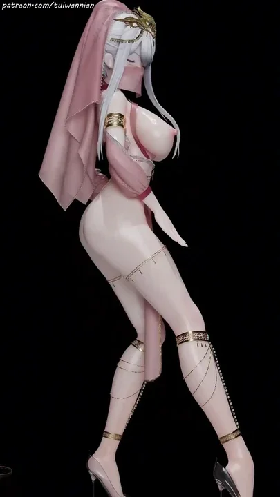MMD Excuse me ancient style belly pocket bunny girl black silk big ass Korean
