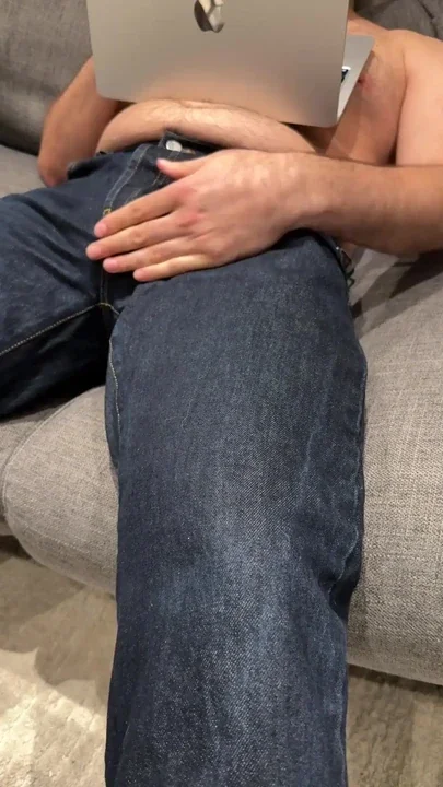 Watching porn in tight jeans - cumming on myself Clip 1
