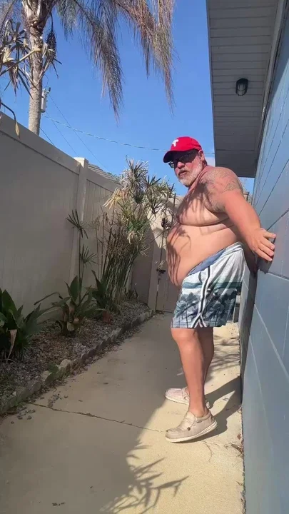 Funny Fat Old Man Dances with Man Breasts