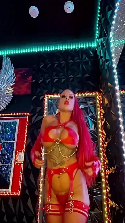 4K Big Tits Big Ass Redhead Strips Down in Dungeon