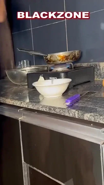 She's Cooking in the Kitchen I Came Crease Her Body While She Eats