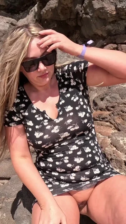 POV No Panties Under Short Dress on the Public Beach