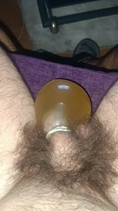 Pissing on a condom
