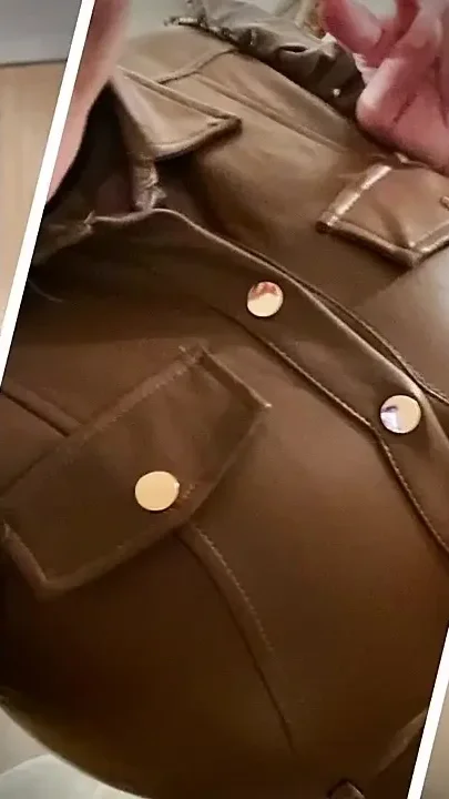 Some Teasing in My New Leather Outfit Can't Wait to Make a Breast Expansion