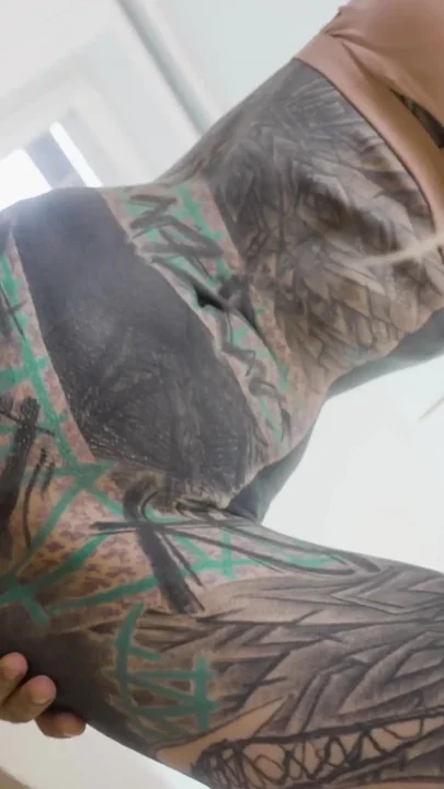 Fully tattooed girl gets all her holes pounded by a huge cock and gets cum in