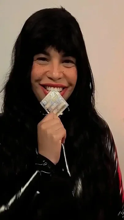 Latex Fetish Condom in My Horny Mouth I Swallow a Toy with a Condom and Explode Semen