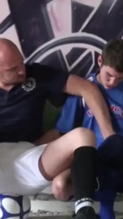 Young footballer used by the big cock of his coach sportive