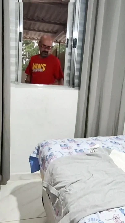 Prank with blindfolded wife Cuckold called neighbor for trolling Clip 1