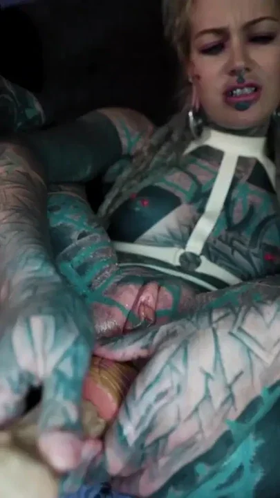 Tattooed Beauty in Latex Asshole Play Gape and Prolapse Squirts with Metal Toy Clip 1
