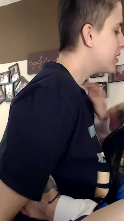 Deep passionate lesbian tongue kissing
