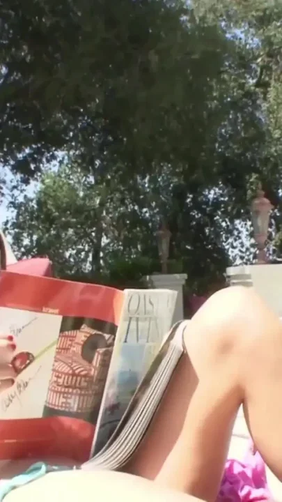 Step daddy catches step daughter topless tanning by the pool