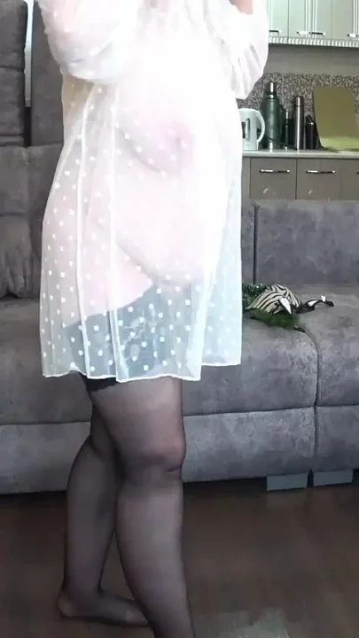 Mature Wife Behind the Scenes a Home Camera Watches From the Side as a Chubby
