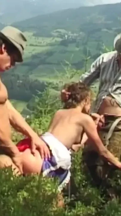 Extreme rough outdoor dp anal fuck orgy with a crazy German teen